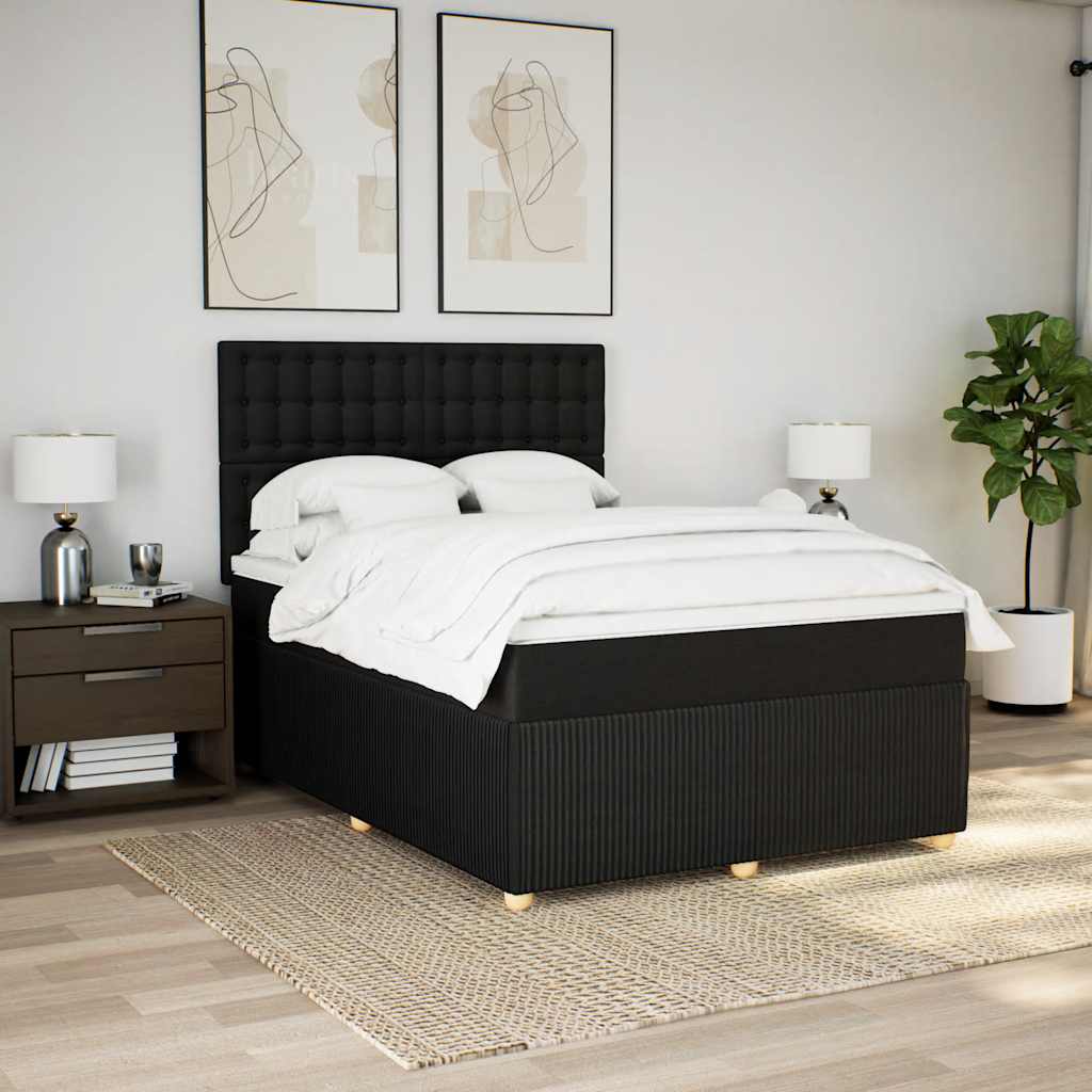 Giroletto a Molle con Materasso Nero 140x200 cm in Tessuto | homemem39