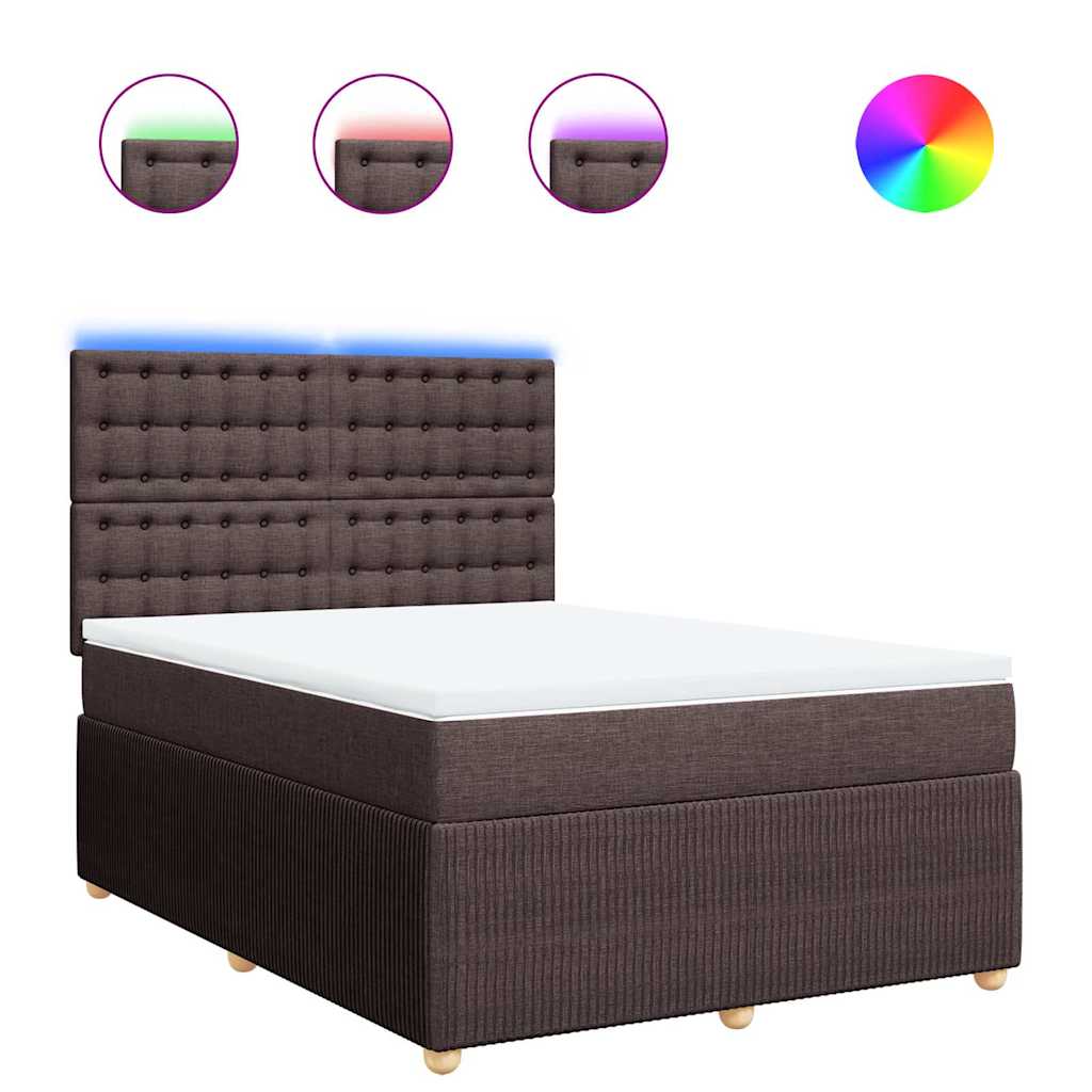 Giroletto a Molle con Materasso Marrone Scuro 140x200cm Tessuto | homemem39