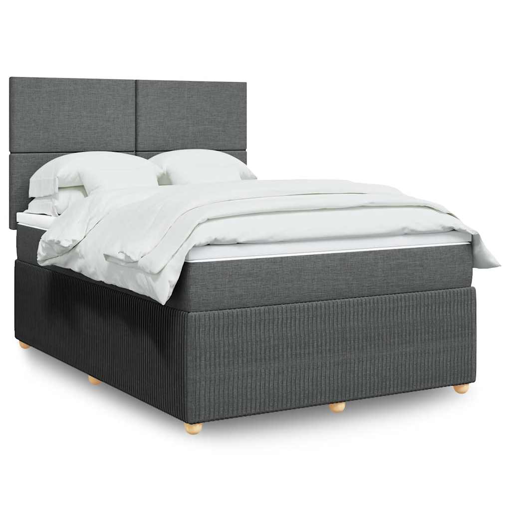 Giroletto a Molle con Materasso Grigio Scuro 160x200 cm Tessuto