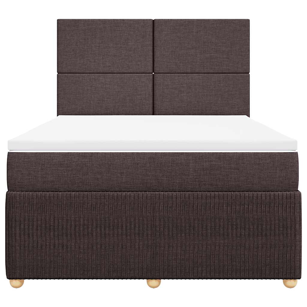 Giroletto a Molle con Materasso Marrone Scuro 160x200cm Tessuto | homemem39