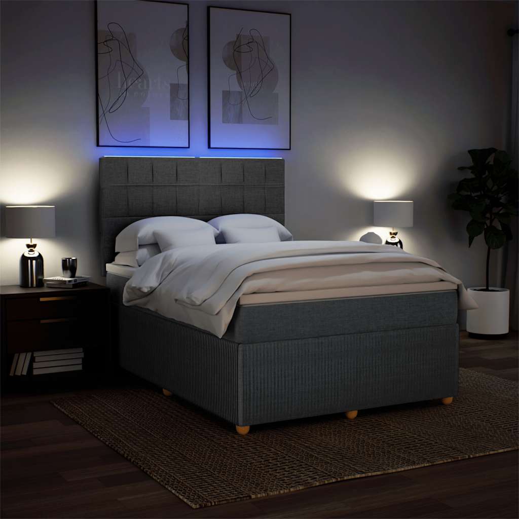 Giroletto a Molle con Materasso Grigio Scuro 160x200 cm Tessuto