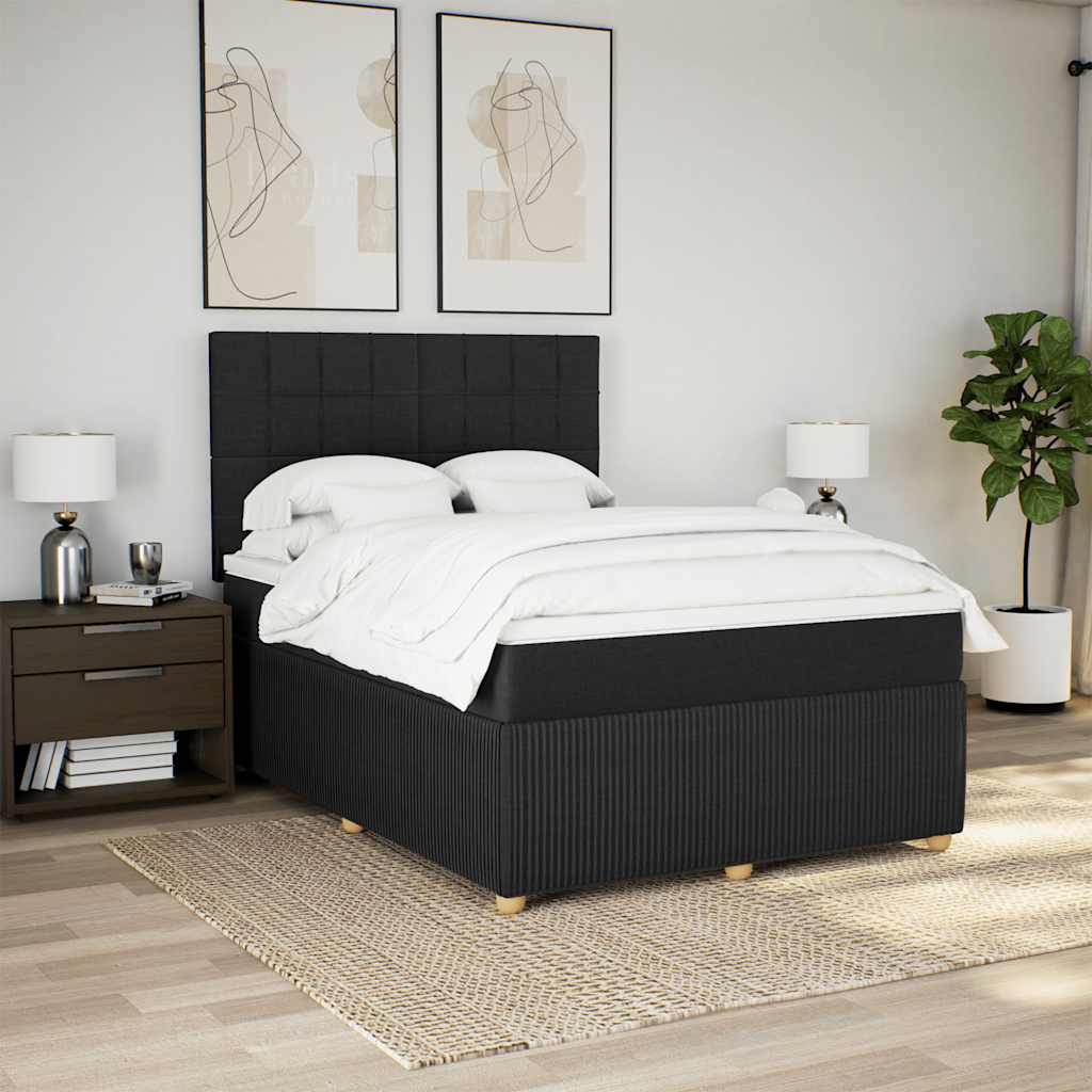 Giroletto a Molle con Materasso Nero 160x200 cm in Tessuto | homemem39
