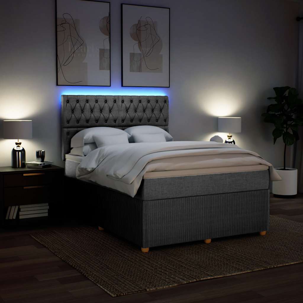 Giroletto a Molle con Materasso Grigio Chiaro 160x200cm Tessuto