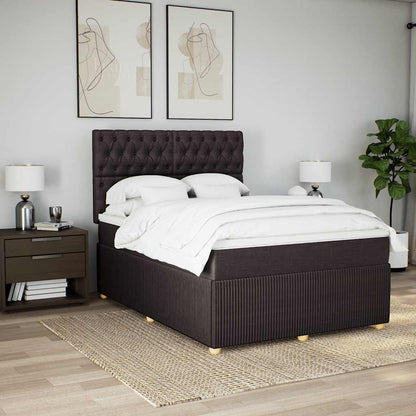 Giroletto a Molle con Materasso Marrone Scuro 160x200cm Tessuto | homemem39