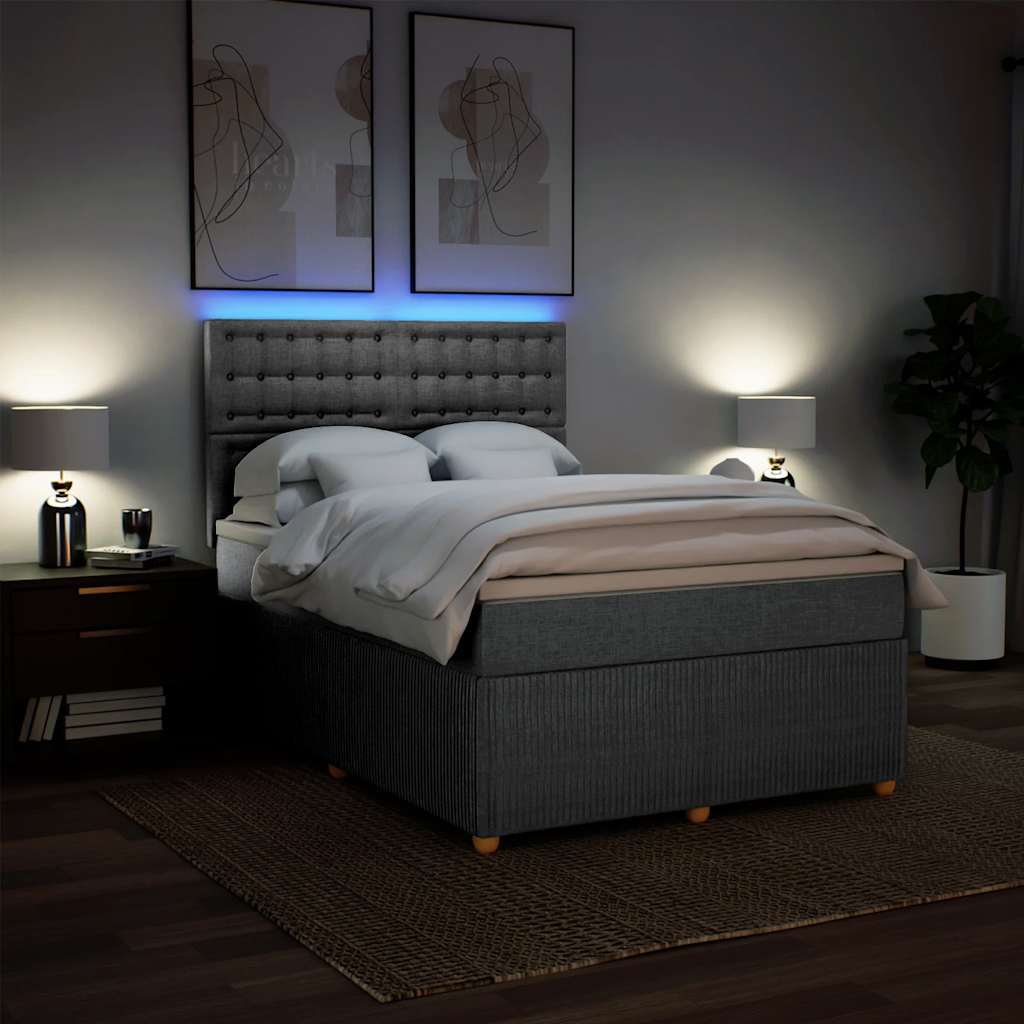 Giroletto a Molle con Materasso Grigio Chiaro 160x200cm Tessuto