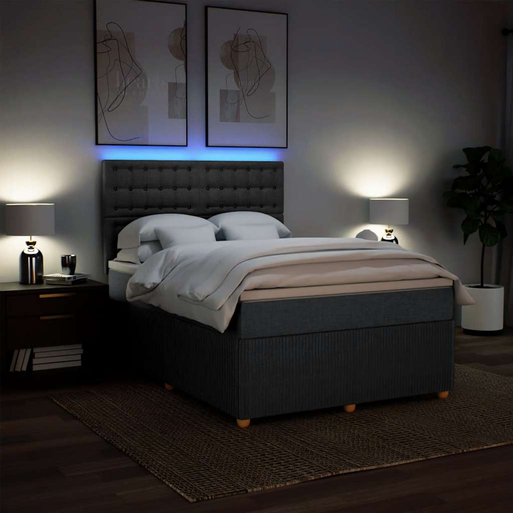 Giroletto a Molle con Materasso Grigio Scuro 160x200 cm Tessuto