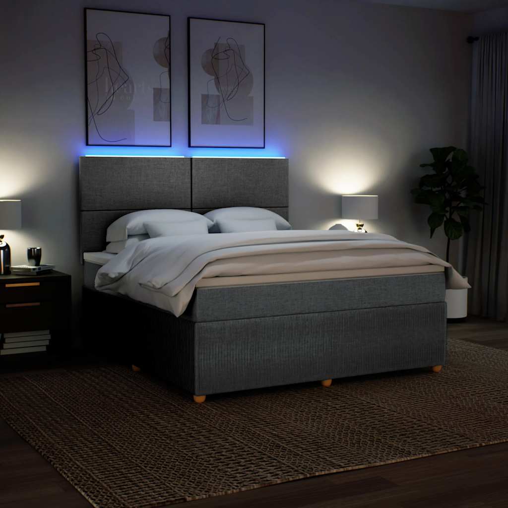 Giroletto a Molle con Materasso Grigio Chiaro180x200 cm Tessuto