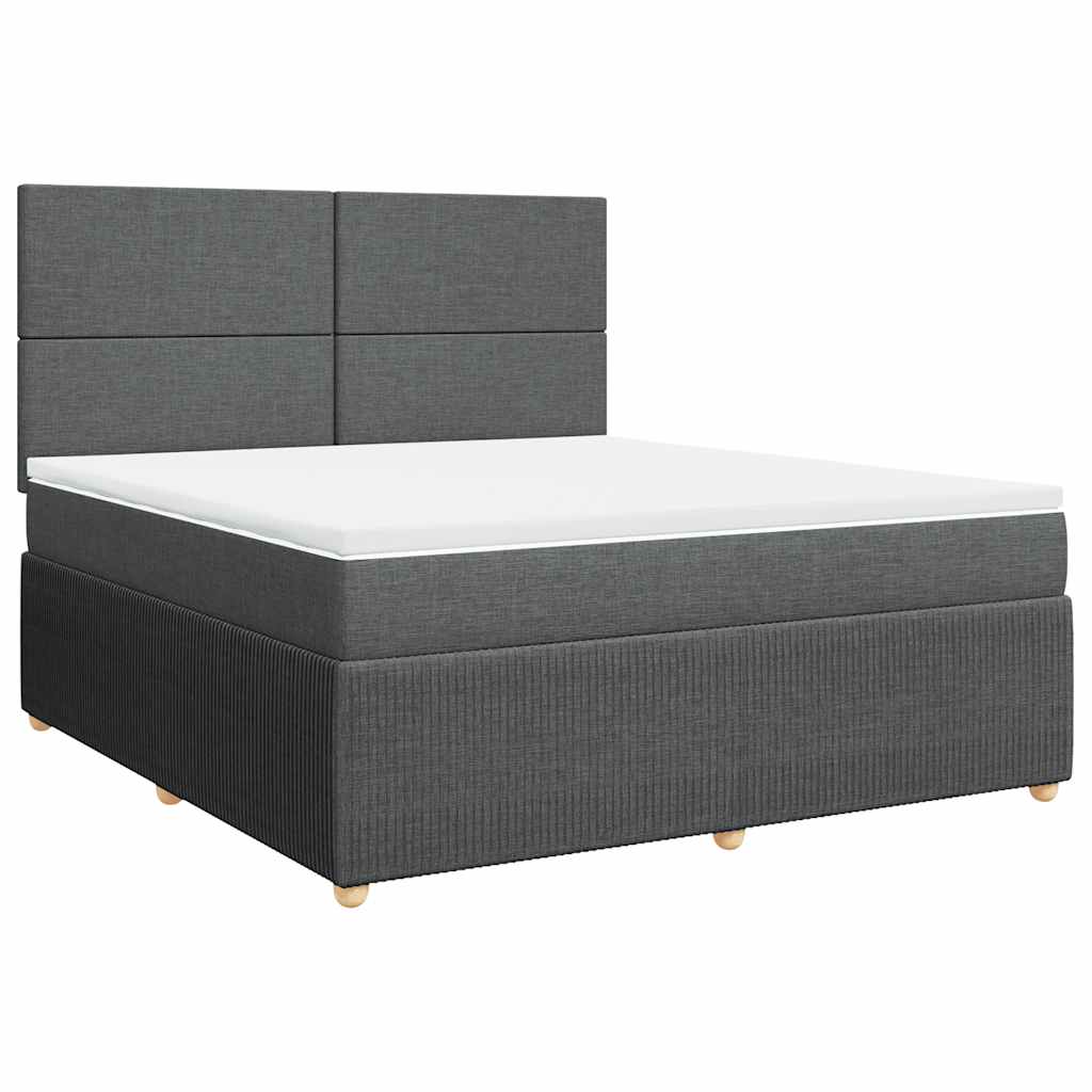Giroletto a Molle con Materasso Grigio Scuro 180x200 cm Tessuto