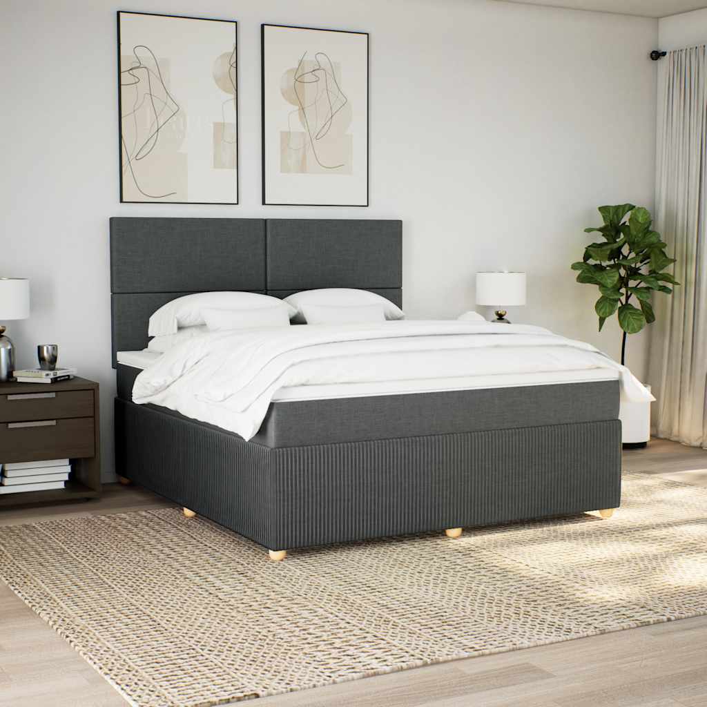 Giroletto a Molle con Materasso Grigio Scuro 180x200 cm Tessuto