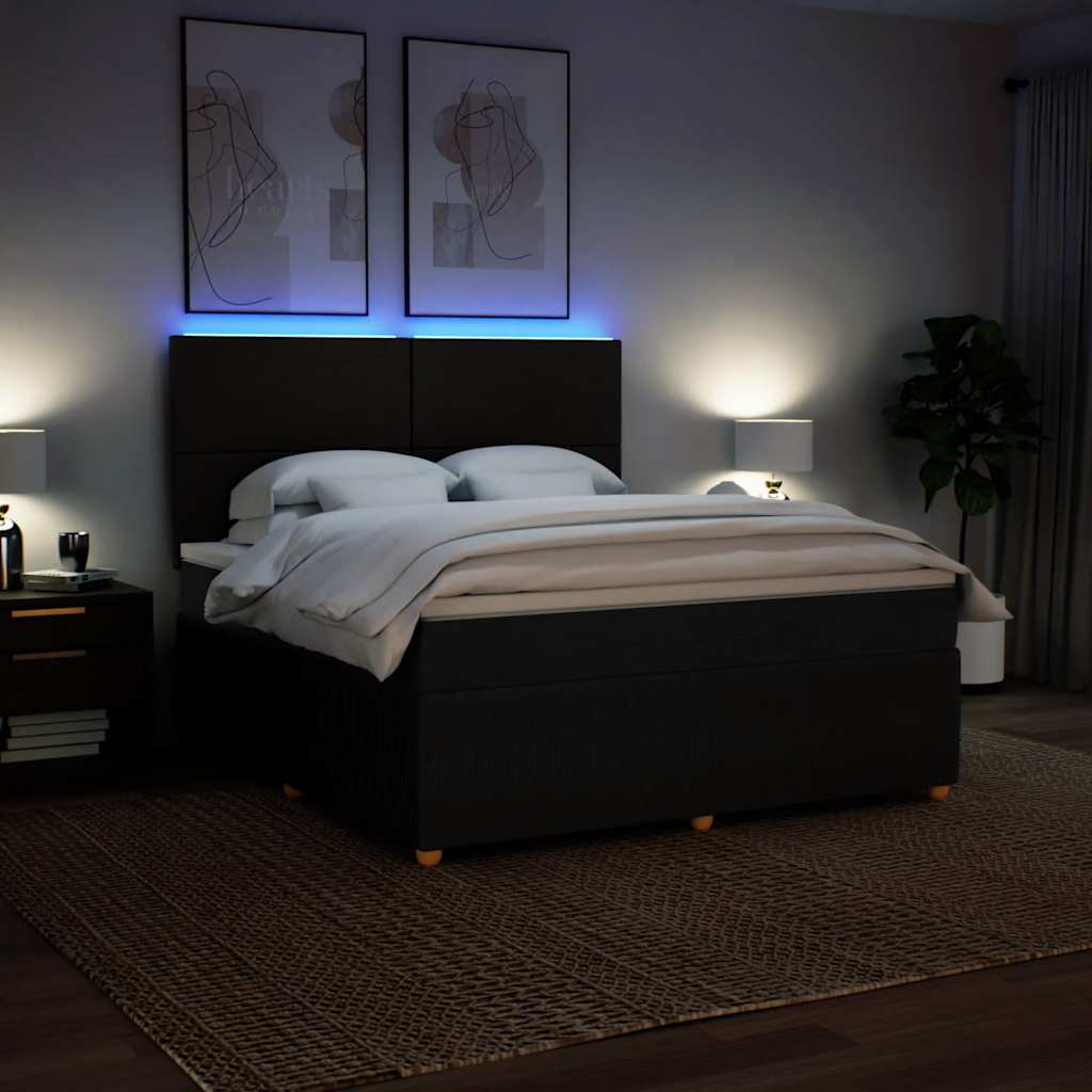 Giroletto a Molle con Materasso Nero 180x200 cm in Tessuto