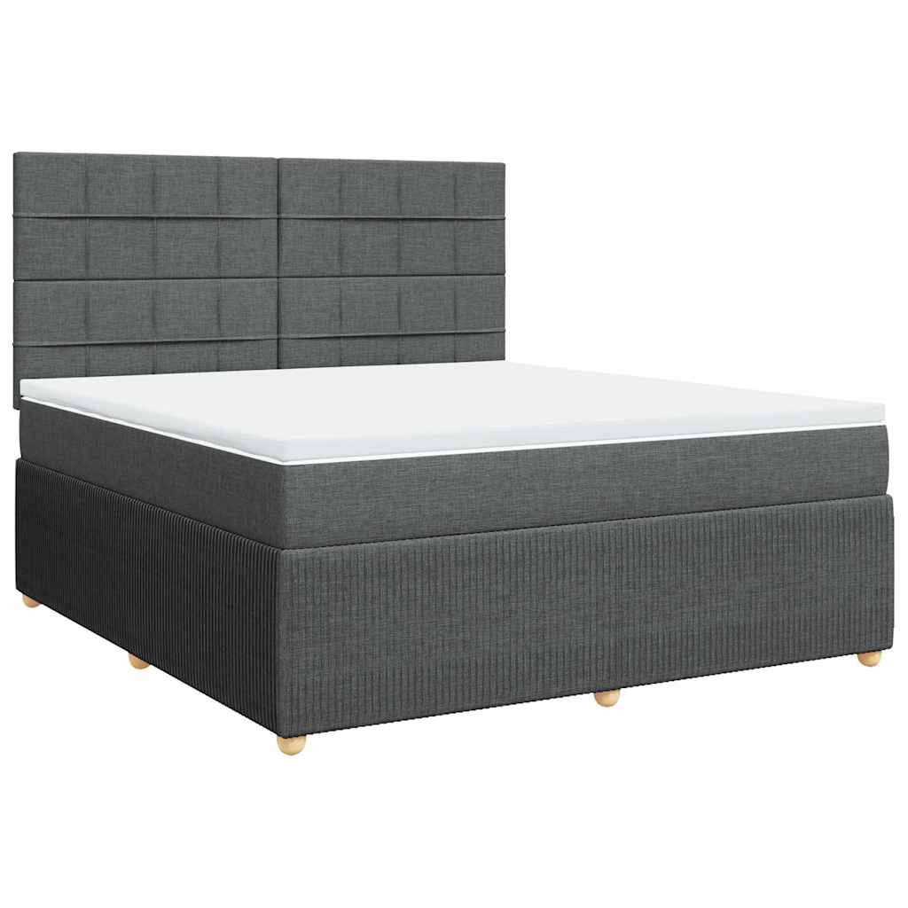 Giroletto a Molle con Materasso Grigio Scuro 180x200 cm Tessuto