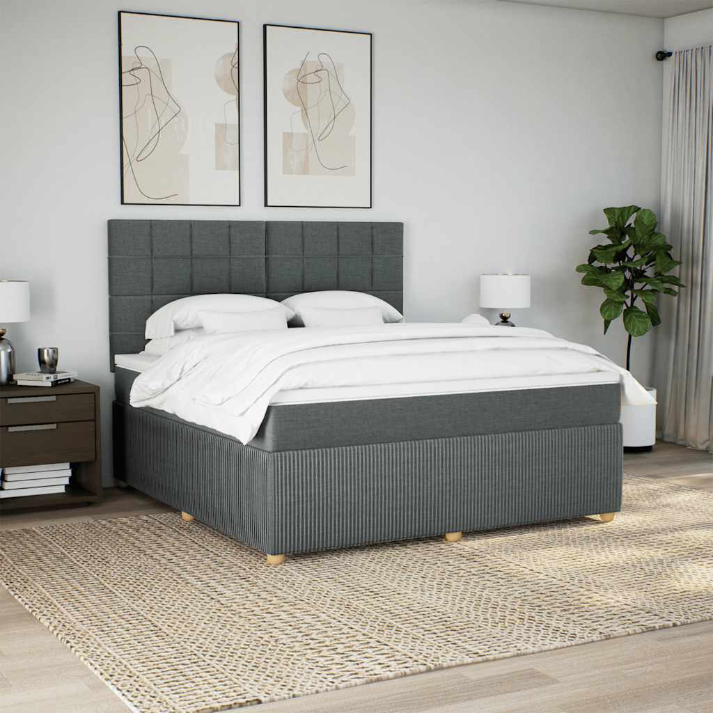 Giroletto a Molle con Materasso Grigio Scuro 180x200 cm Tessuto