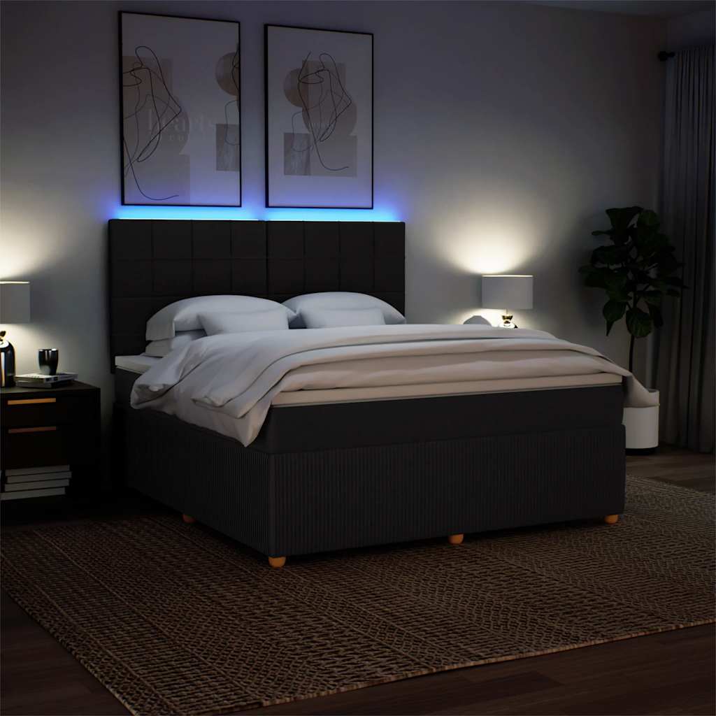Giroletto a Molle con Materasso Nero 180x200 cm in Tessuto