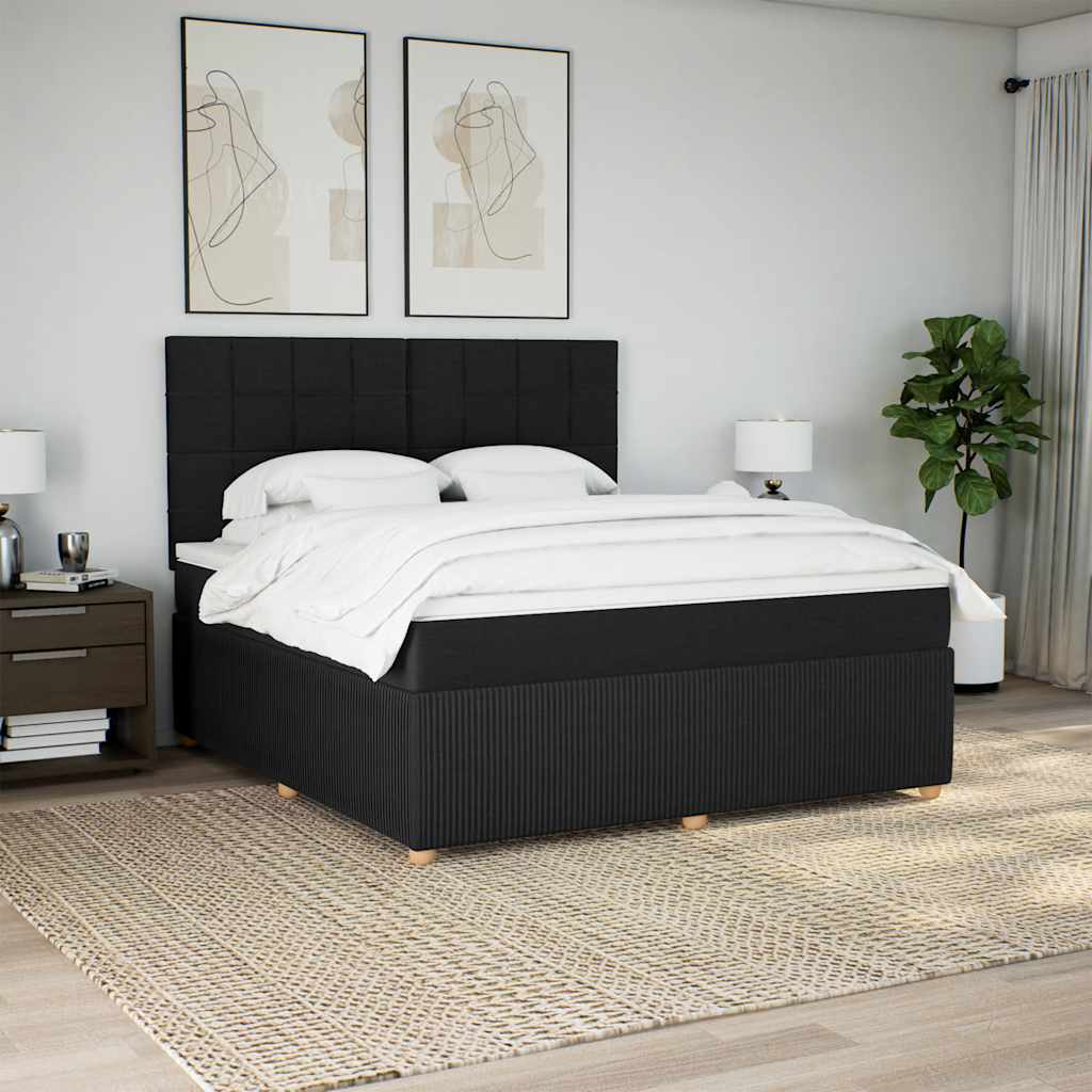 Giroletto a Molle con Materasso Nero 180x200 cm in Tessuto