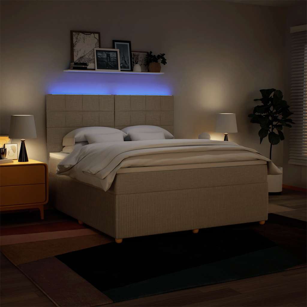 Giroletto a Molle con Materasso Crema 180x200 cm in Tessuto