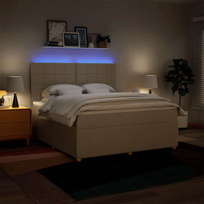 Giroletto a Molle con Materasso Crema 180x200 cm in Tessuto