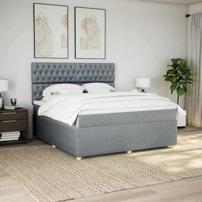 Giroletto a Molle con Materasso Grigio Chiaro180x200 cm Tessuto