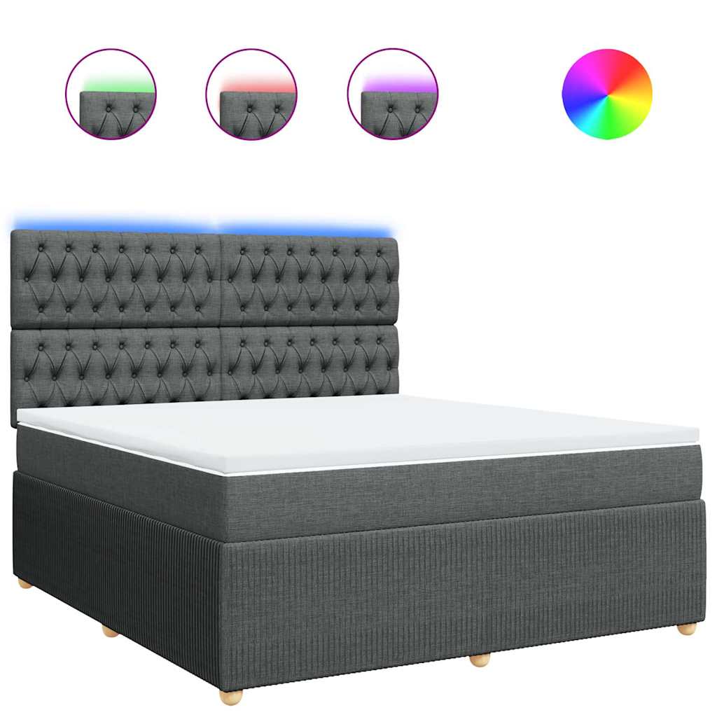 Giroletto a Molle con Materasso Grigio Scuro 180x200 cm Tessuto