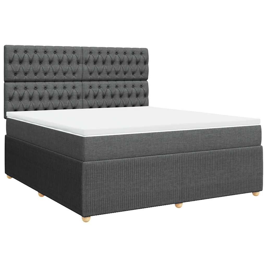 Giroletto a Molle con Materasso Grigio Scuro 180x200 cm Tessuto