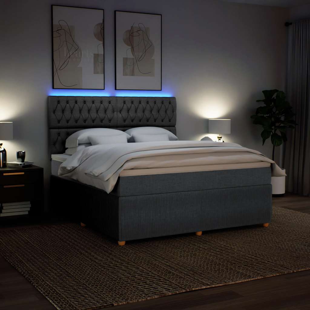 Giroletto a Molle con Materasso Grigio Scuro 180x200 cm Tessuto