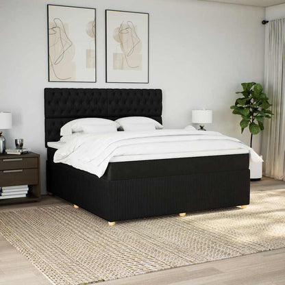 Giroletto a Molle con Materasso Nero 180x200 cm in Tessuto
