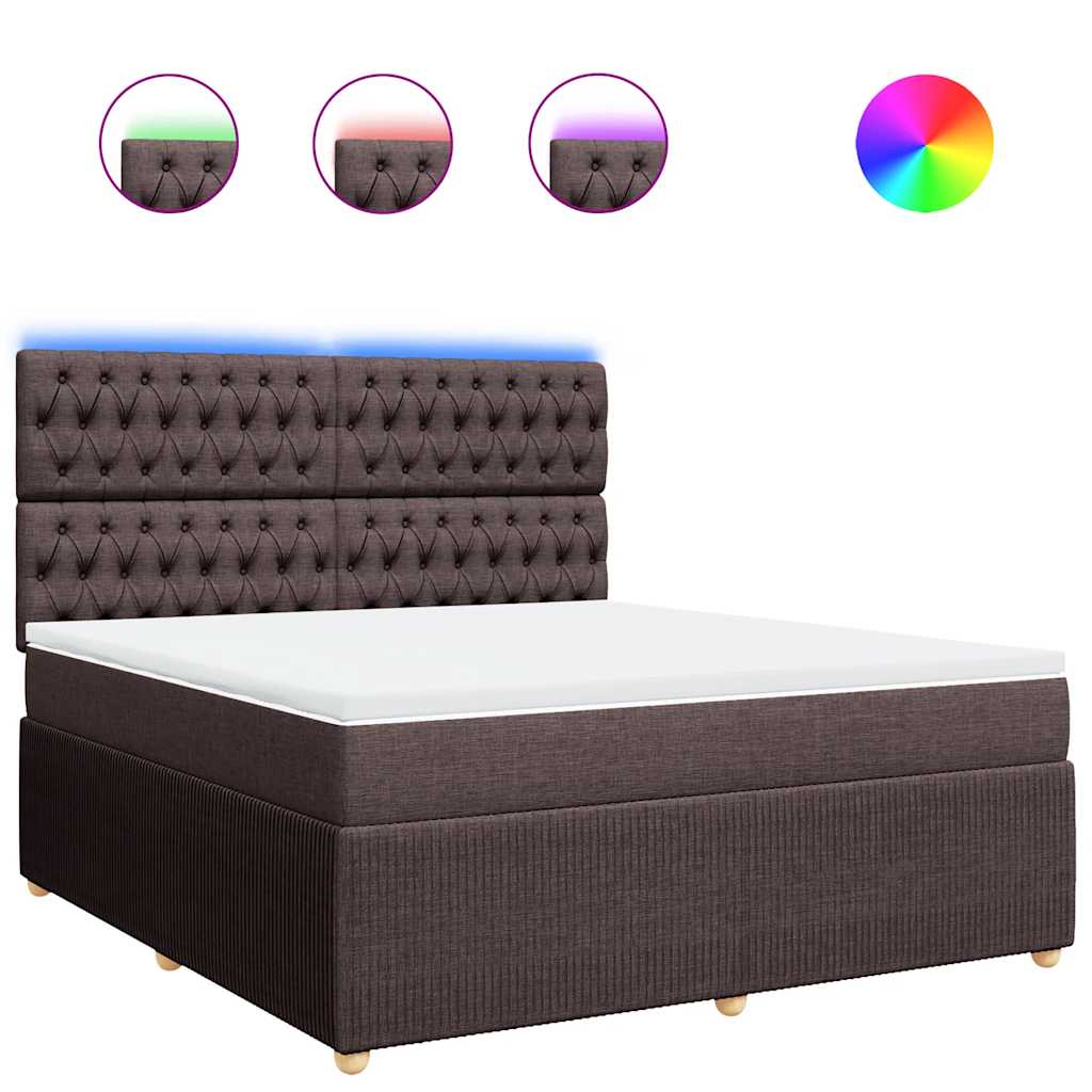 Giroletto a Molle con Materasso Marrone Scuro 180x200cm Tessuto | homemem39