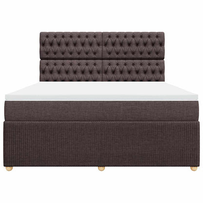 Giroletto a Molle con Materasso Marrone Scuro 180x200cm Tessuto