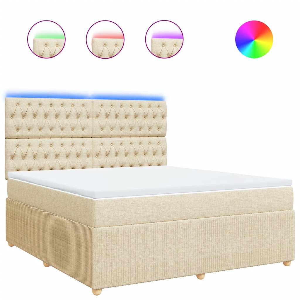 Giroletto a Molle con Materasso Crema 180x200 cm in Tessuto