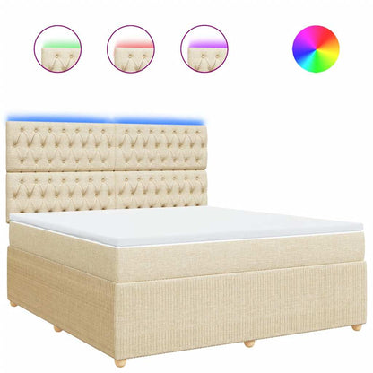 Giroletto a Molle con Materasso Crema 180x200 cm in Tessuto