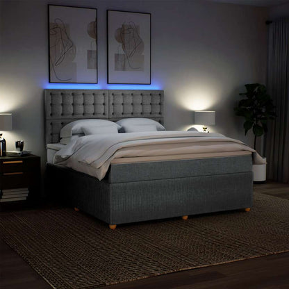 Giroletto a Molle con Materasso Grigio Chiaro180x200 cm Tessuto