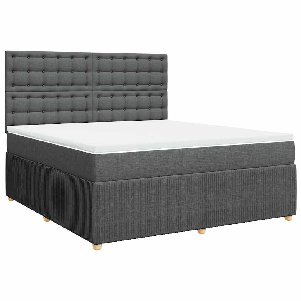 Giroletto a Molle con Materasso Grigio Scuro 180x200 cm Tessuto