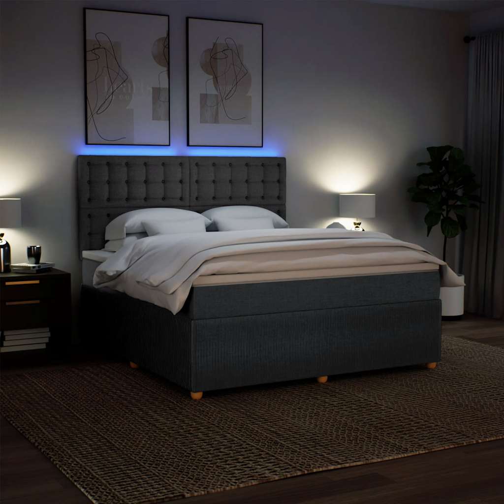 Giroletto a Molle con Materasso Grigio Scuro 180x200 cm Tessuto