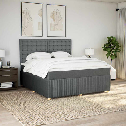Giroletto a Molle con Materasso Grigio Scuro 180x200 cm Tessuto