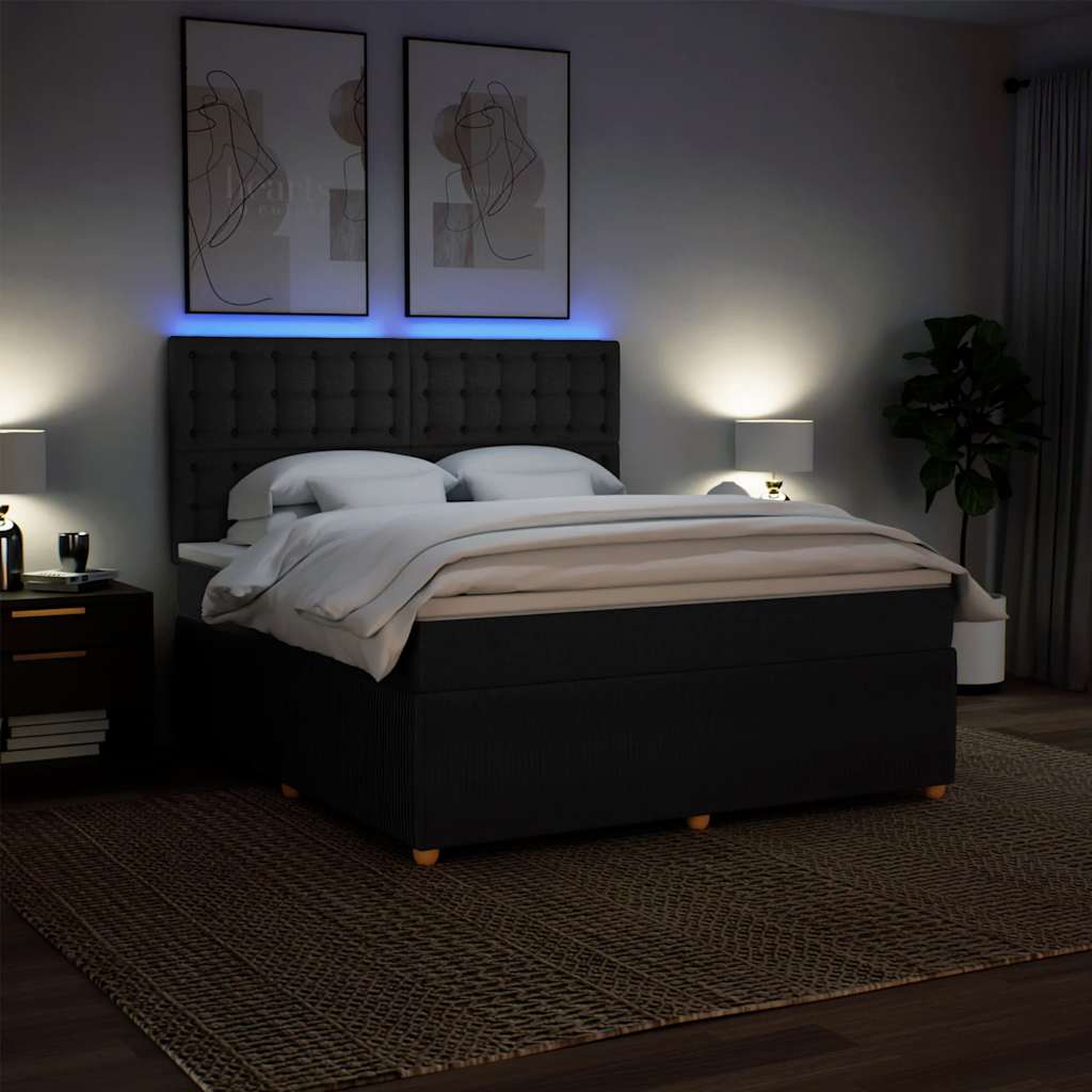 Giroletto a Molle con Materasso Nero 180x200 cm in Tessuto