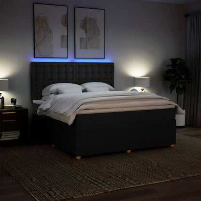 Giroletto a Molle con Materasso Nero 180x200 cm in Tessuto