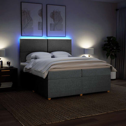 Giroletto a Molle con Materasso Grigio Chiaro 200x200cm Tessuto