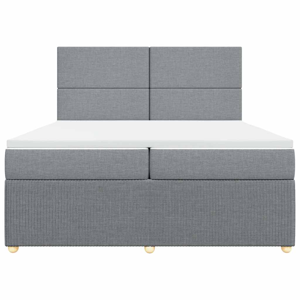 Giroletto a Molle con Materasso Grigio Chiaro 200x200cm Tessuto
