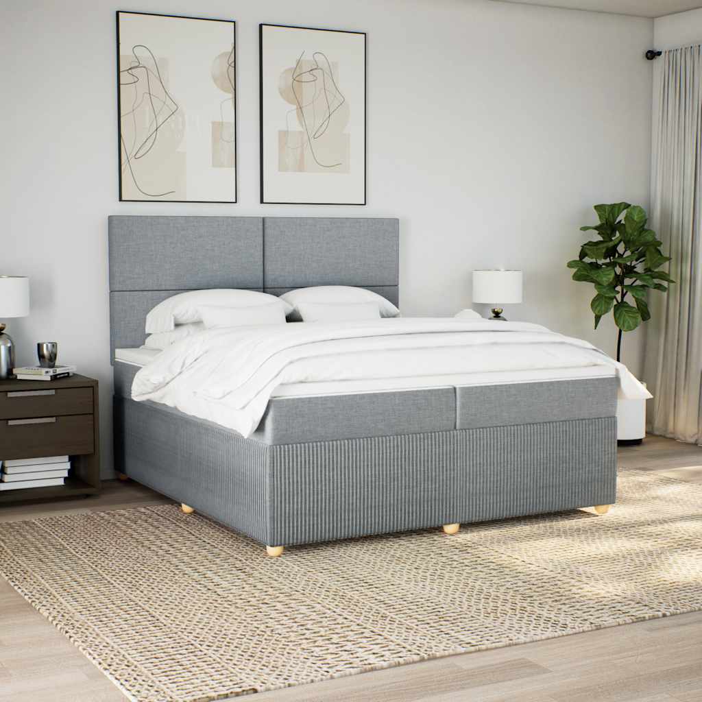 Giroletto a Molle con Materasso Grigio Chiaro 200x200cm Tessuto