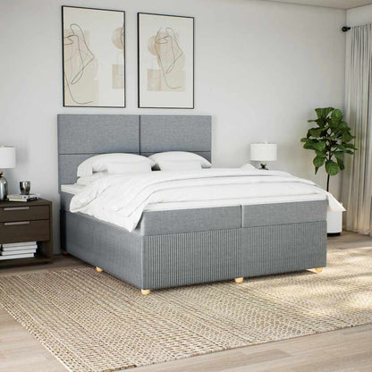 Giroletto a Molle con Materasso Grigio Chiaro 200x200cm Tessuto
