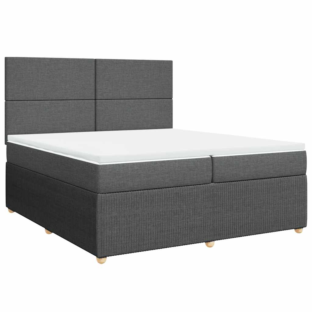 Giroletto a Molle con Materasso Grigio Scuro 200x200 cm Tessuto