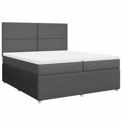 Giroletto a Molle con Materasso Grigio Scuro 200x200 cm Tessuto