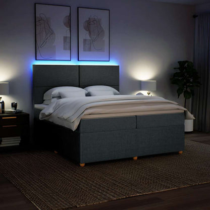 Giroletto a Molle con Materasso Grigio Scuro 200x200 cm Tessuto