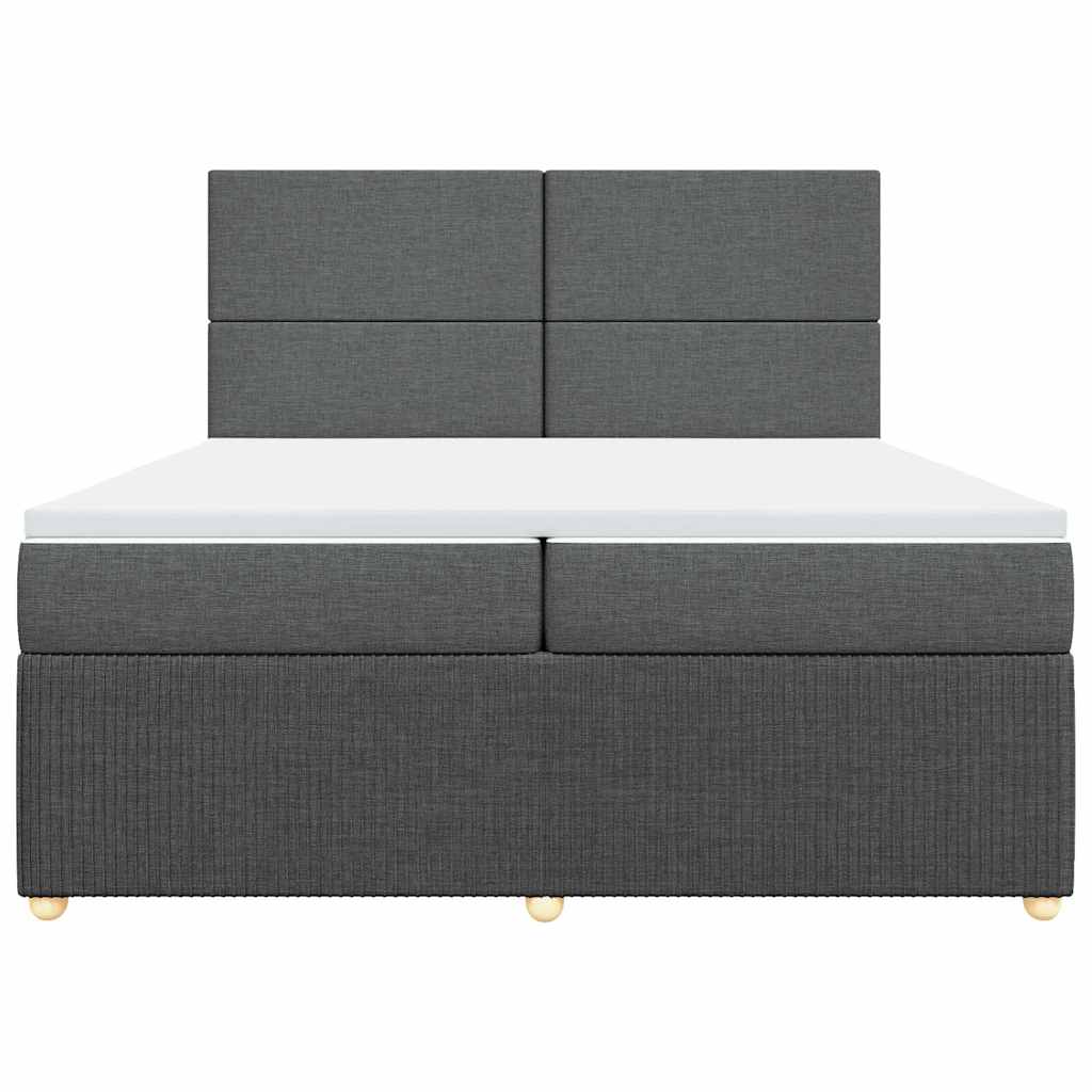 Giroletto a Molle con Materasso Grigio Scuro 200x200 cm Tessuto