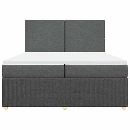 Giroletto a Molle con Materasso Grigio Scuro 200x200 cm Tessuto
