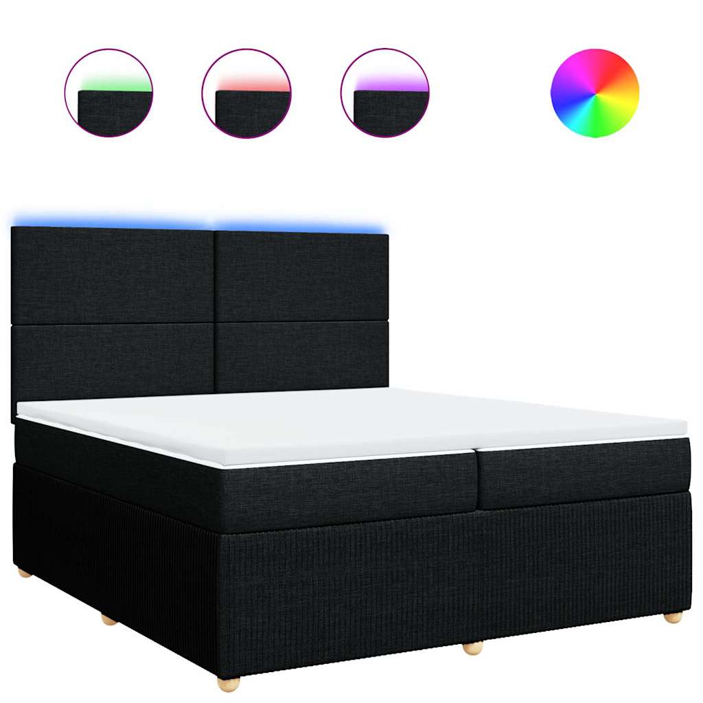 Giroletto a Molle con Materasso Nero 200x200 cm in Tessuto