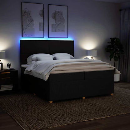 Giroletto a Molle con Materasso Nero 200x200 cm in Tessuto
