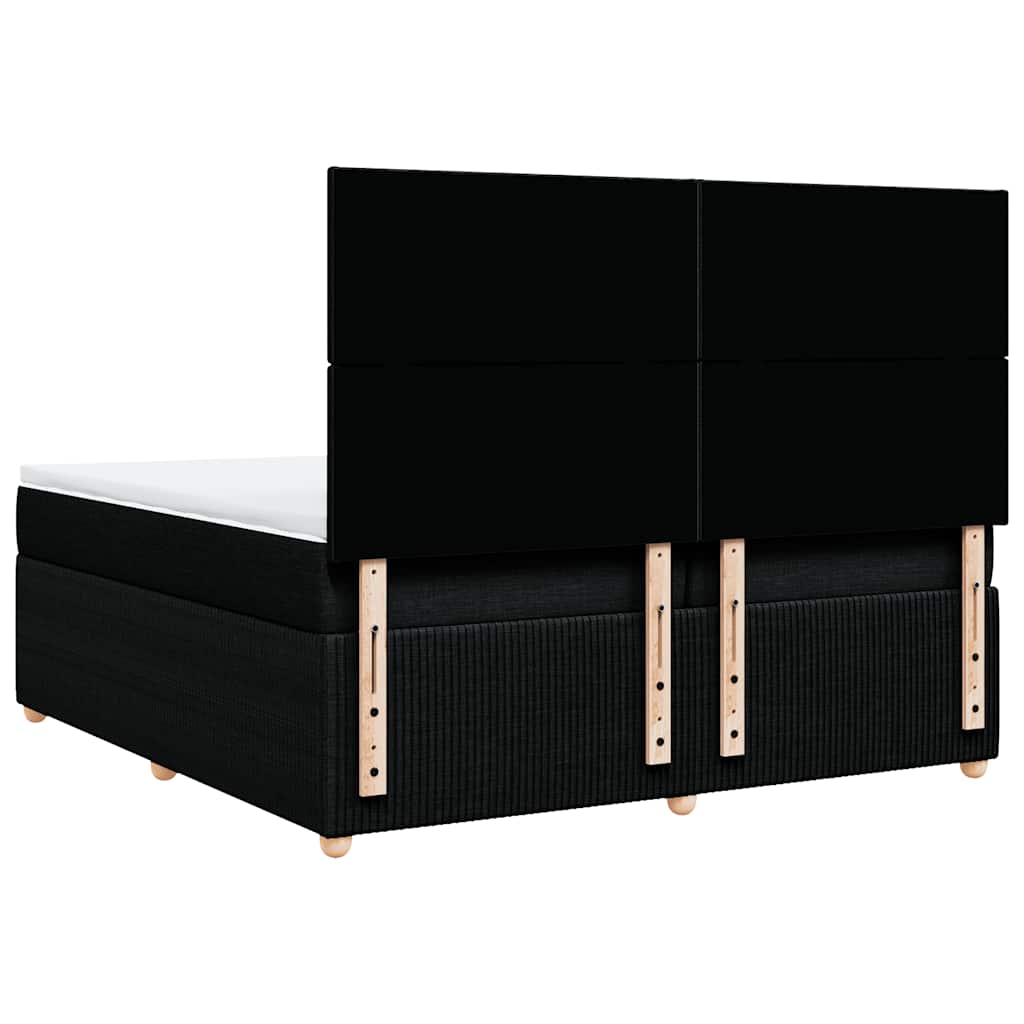 Giroletto a Molle con Materasso Nero 200x200 cm in Tessuto
