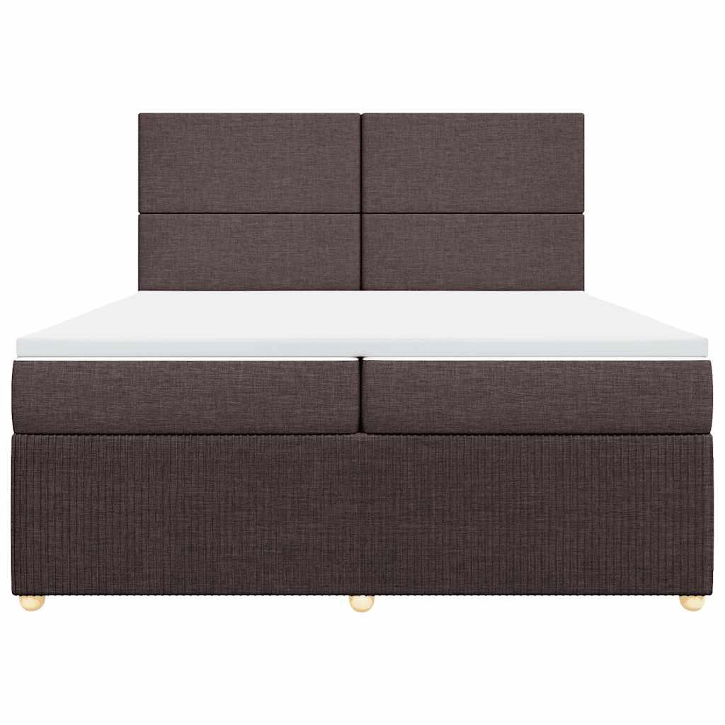 Giroletto a Molle con Materasso Marrone Scuro 200x200cm Tessuto
