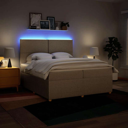 Giroletto a Molle con Materasso Crema 200x200 cm in Tessuto