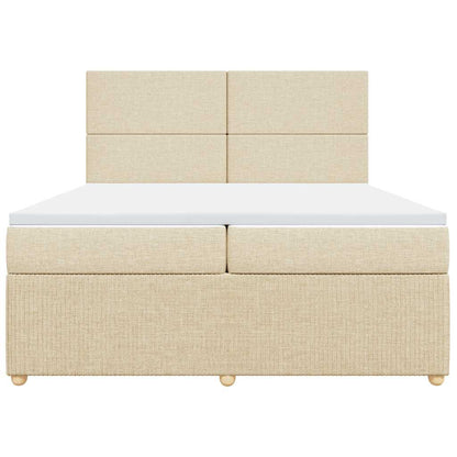 Giroletto a Molle con Materasso Crema 200x200 cm in Tessuto